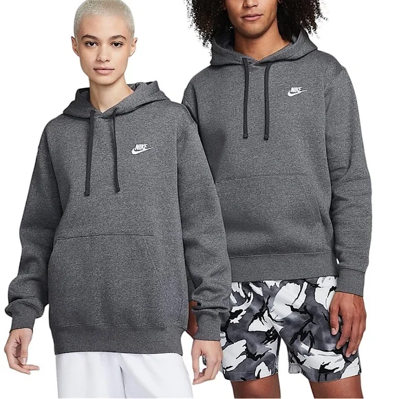 Nike Sportswear Club Gray Athletic Fleece Pullover Hoodie Sweatshirt size L - Picture 2 of 11